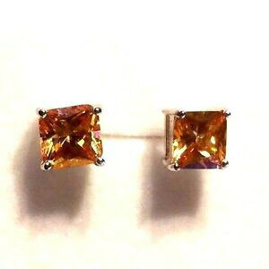 yzWG[EANZT[ NVbNEhIWXNGAzCgS[hCO{bNXvclassico quadrato arancione topazio 7mm 18ct bianco oro gf orecchini boxed prugna uk