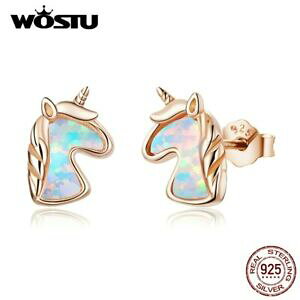yzWG[EANZT[ jR[Ip[[YS[hCOVo[uNX}Xunicorn opal rose gold orecchini 925 argento amore natale regalo per lei ragazza mum