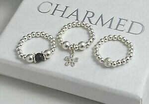 yzWG[EANZT[ Vo[X^[OOXgb`gIAK^t[_O{[r[YOargento sterling anello stretch trio agata fiore dangle palla perline anelli