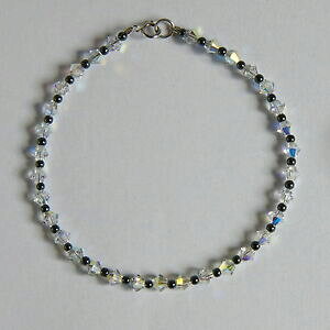 yzWG[EANZT[ Vo[X^[ONANX^w}^CguXbgXtXL[fab argento sterling 925 chiaro cristallo ematite braccialetto swarovski elements