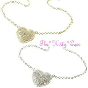 yzWG[EANZT[ t@^XeBbNVbNy_gn[g`F[lbNXNX^fantastico chic gonfio bombato ciondolo cuore amp; catena collana con cristalli