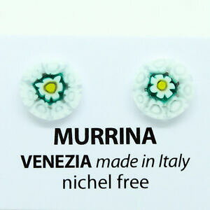 【送料無料】ジュエリー・アクセサリー グリーンホワイトミレフィオーリベネチアンムラーノソッティルガラスverde bianco millefiori artigianale autentico murano veneziana vetro sottile