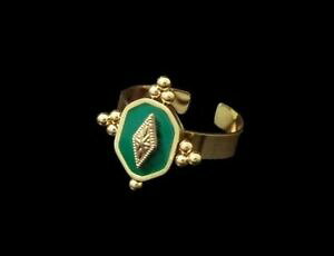 yzWG[EANZT[ oQAVGCmVGCmVGhG@[gAWuO[utFItB{G[bague acier inoxydable doree email vert ajustable,reglable femme ou fille b