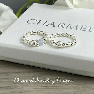 �y���������z�W���G���[�E�A�N�Z�T���[ �V���o�[�X�^�[�����O�X�g���b�`�����O�����O�Z�b�g�����O�I�[�o���r�[�Yargento sterling 2x stretch ring anello agata set e anello perline ovali 925