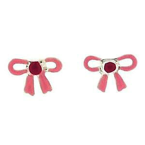 yzWG[EANZT[ sNgbNK[YVo[X^[OCOymtoc ragazze argento sterling orecchini a perno con fiocco rosa