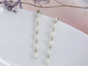 【送料無料】ジュエリー・アクセサリー ゴールデンパールホワイトパールロングシンスレッドレトロイヤリングorecchini a perno dorato piccolo perle bianco filo lungo sottile retro bb16