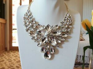 yzWG[EANZT[ NANX^uhlbNXXe[ggstordimento nuovo di zecca massiccia oro fiore dichiarazione collana con cristalli chiari