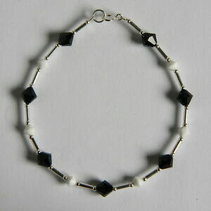 yzWG[EANZT[ ubNzCgVo[NX^nhChXtXL[GguXbgnero bianco argento 925 cristallo braccialetto swarovski elements fatti a mano