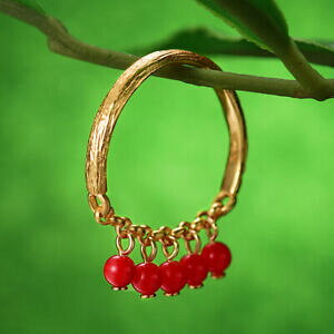 yzWG[EANZT[ qCMOanello fatto a mano in argento massiccio 925 per donna con agrifoglio rosso