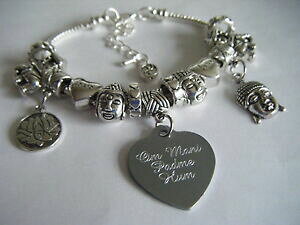 yzWG[EANZT[ Xs`Aq[OuXbg`[guarigione spirituale di ispirazione lotus buddha bracciale con charm om mani padme hum