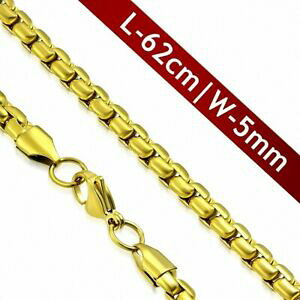 yzWG[EANZT[ `CkACvbgAAVGCILVhuhAxbNtFA62cm x 5mm ?chaine a maillons plats rolo en acier inoxydable dore avec fermoir