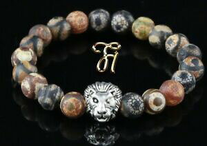 yzWG[EANZT[ `xbgAK^Vo[CIp[uXbgtibet agata argento testa di leone bracciale perle 8mm