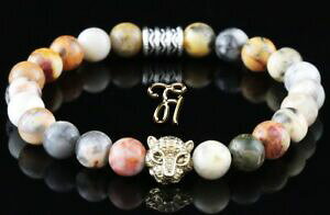 yzWG[EANZT[ AK^^CK[wbhS[hJ[p[uXbgmarmo agata color oro testa di tigre bracciale perle 8mm