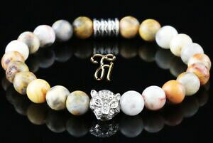 yzWG[EANZT[ AK^Vo[^CK[Ywbhp[uXbgmarmo agata argento testa di tigre bracciale perle 8mm