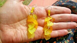 yzWG[EANZT[ AgeBXT^NX^T^[tCOuCgCG[I[VN[orecchini foglia atlantis satinato cristalli arancione giallo ocean spir