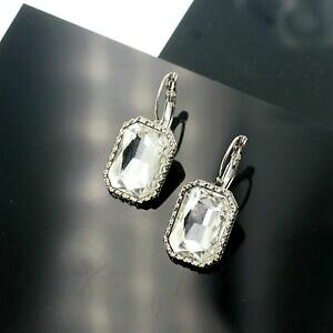 yzWG[EANZT[ COh[YVo[Be[WIWiorecchini dormeuse argentato rettangolo trasparente vintage originale dd 4