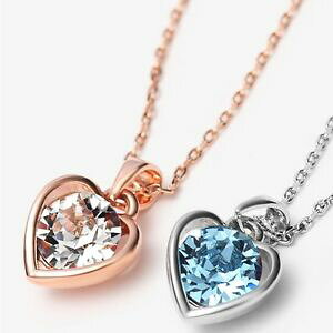 【送料無料】ジュエリー・アクセサリー スワロフスキークリスタルチェーンネックレスハートデインティペンダントnuovo fatto con bianco, blu collana catena di cristallo swarovski cuore ciondolo dainty