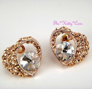 yzWG[EANZT[ [YS[hbLI[vXEB[gun[gCONX^XtXL[lrg rosa oro placcato aperta sweet love cuore orecchini w cristalli swarovski