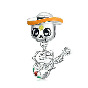 �y���������z�W���G���[�E�A�N�Z�T���[ �X�^�[�����O�`���[���V���o�[�M�^�[�r�[�Y�y���_���g�X�P���g��scheletro snodato suonando una chitarra argento sterling charm perline, o ciondolo