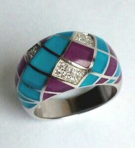 yzWG[EANZT[ }OjtBbNoQGCGA[WFgk[magnifique bague t59 moderne email et argent neuve