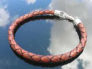yzWG[EANZT[ AuEU[[vuXbgVo[X^[OGhN[WOvera pelle marrone 5mm bracciale corda con 925 argento sterling estremita chiusura