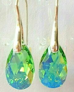 yzWG[EANZT[ GjeXtXL[RNX^X^[OVo[COorecchini argento sterling con swarovski R crystal peardrops in erinite ab