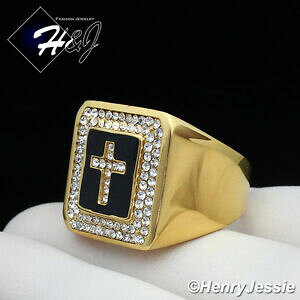 yzWG[EANZT[ XeXubNS[hNXOuOXNGATCYgli uomini in acciaio inox nerooro croce anello bling quadrati misura 813*gr106