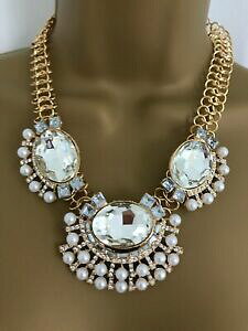 yzWG[EANZT[ S[WXS[hNX^lbNXuh^Osplendido cristallo oro appariscente amp; collana di perle con tag nuovo di zeccaregalo