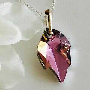 yzWG[EANZT[ XtXL[NX^RVo[X^[Oy_glbNX[trealizzato con cristalli swarovski R 925 argento sterling collana ciondolo foglia vitr