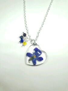yzWG[EANZT[ oCIbgCt[y_ghClbNXmini violet reale fiore schiacciato ciondolo dainty collana essiccato naturale fatto a mano