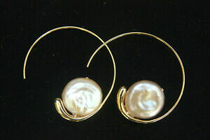 yzWG[EANZT[ p[RCsNobNCOXpCS[hbLC[moneta pearl orecchini barocco rosa 16mm a spirale 07mm oro placcato goccia di filo 15
