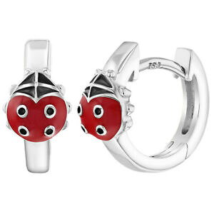 �y���������z�W���G���[�E�A�N�Z�T���[ �V���o�[�X�^�[�����O�X�}���g���b�h���f�B�o�O�t�[�v�C�������O�^�C�g925 argento sterling smalto rosso coccinella hoop orecchini stretto per ragazze