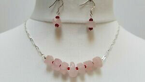 yzWG[EANZT[ NH[csNCtBjeBVo[lbNXbL`F[COquarzo rosa grezzo infinity collana in argento placcato orecchini catena su 925 ss