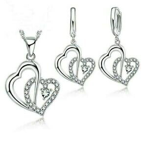 【送料無料】ジュエリー・アクセサリー ダブルハートセットネックレスペンダントイヤリングコルディノハートネックレスdoppio cuore set collana orecchini pendenti collana a cuore cordino regali