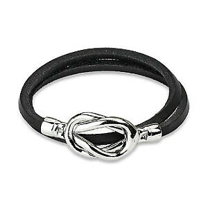 yzWG[EANZT[ _uubNU[uXbgVo[mbgg[[fB[XuXbgbracciale in pelle nera doppio avvolto nodo argento rimorchio bracciale da donna