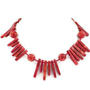 yzWG[EANZT[ t@^XeBbNR[bhXeBbNC[Vo[X^[OlbNXfantastico corallo rosso bastone filo 925 argento sterling collana