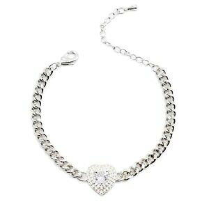 yzWG[EANZT[ LLuXbgn[gX`[uXbgbracciale donna acciaio con cuore bianco con brillantini braccialetto ragazza