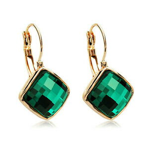 yzWG[EANZT[ u[Nh[JXtXL[RGcvPW[boucles doreilles carrees swarovskiR elements verts plaque or jaune