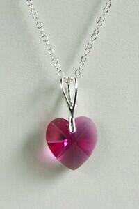 yzWG[EANZT[ C`X^[OVo[tNVAsNNX^lbNXn[gXtXL[18 argento sterling 925 collana fucsia rosa di cristallo cuore swarovski elements