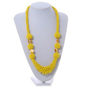 �y���������z�W���G���[�E�A�N�Z�T���[ �K���X�V�F���r�[�Y�l�b�N���Xtrama grossa vetro giallo e shell collana di perline 70cm l