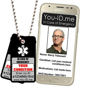 yzWG[EANZT[ A[^OlbNXACfeBeBACXubNy_gallarme medico tag collana lidentita di emergenza sos sms ghiaccio ciondolo talismano nero