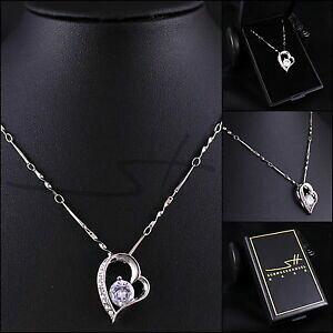 yzWG[EANZT[ n[g`F[n[glbNXzCgS[hXtXL[RNX^P[Xcatena cuore collana cuore, donna, argento, oro bianco, swarovski R cristalli, in a