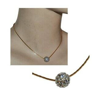 yzWG[EANZT[ ElOlRGhN[u[hNX^urW[une ligne collier de couleur or boule de cristal blanc bijou
