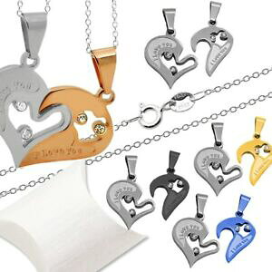 yzWG[EANZT[ lbNXX^[OVo[n[tn[gy_gXeX2 collane 925er sterling argento amp; 2 meta cuore ciondolo amore in acciaio inox amp; box