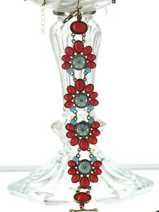 yzWG[EANZT[ S[fGXjbNuXbg^[RCYbhWgt[braccialetto etnico dorato resina rosso turchese fiore retro ct2