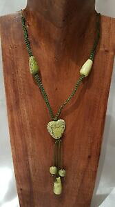 yzWG[EANZT[ lbNXGgn[gRA[}jAcollana da donna naturalmente verde rientranti cuore collier natura lavoro manuale nuovo