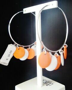 【送料無料】ジュエリー・アクセサリー シルバーウーマンイヤリングジプシージプシーフープチャームホワイトオレンジnuovi orecchini donna argento 925 cerchio gitana zingara charms bianco arancione