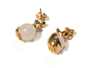 yzWG[EANZT[ rW[A[Whu[NhI[NNH[c[YCObijou alliage dore boucles doreilles clous quartz rose earrings