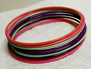 yzWG[EANZT[ rW[Be[WuXbg^G[YIWoCIbgbijoux vintage 9 bracelet jonc metal emaille rose orange vert violet l150