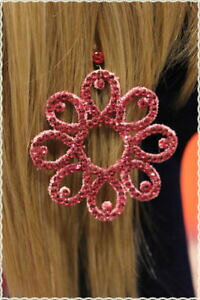 yzWG[EANZT[ sN}N[XCOnhChCg|CgCXg[}NCOorecchini in pizzo macrame rosa handmade punto luce e strass*macrame 
